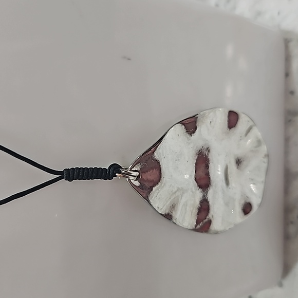 Black Corded Necklace with Clear, Black & Silver Beads/Pendant & Earring Set - Picture 3 of 6